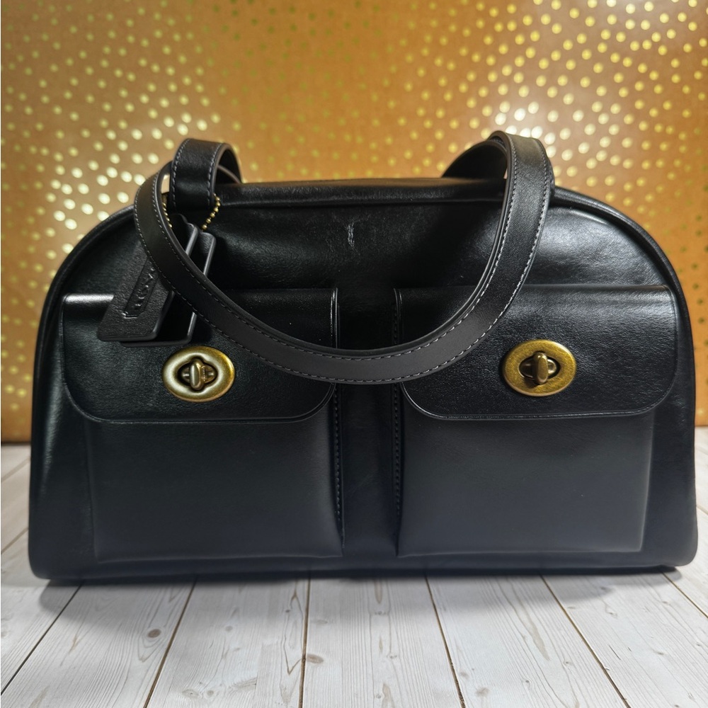 Coach Originals Twin Turn-Lock Cargo Satchel Black Leather Limited Edition